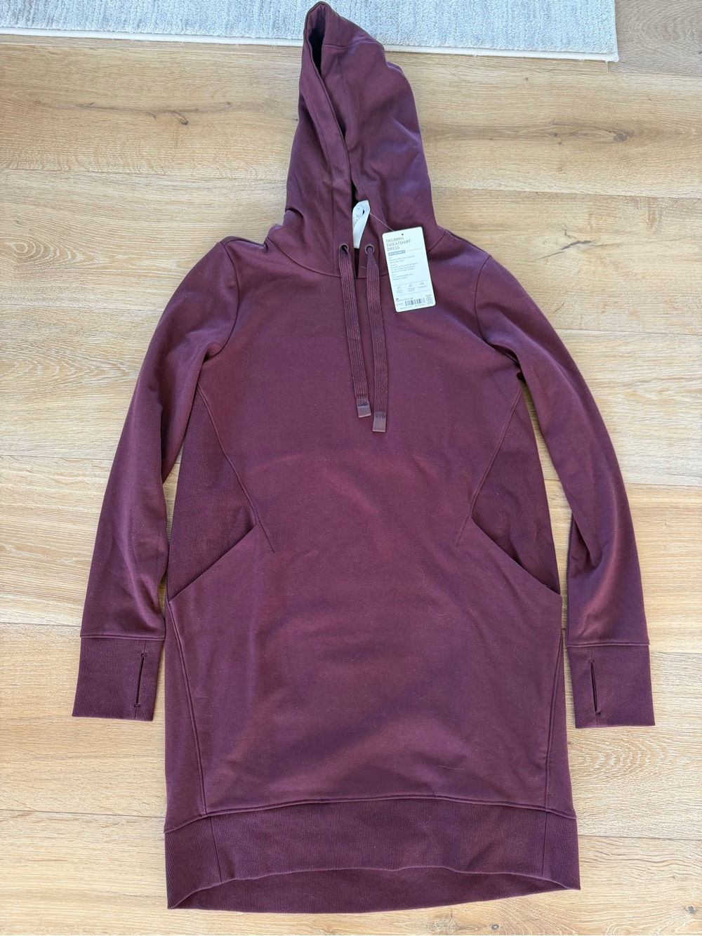 NWT $128 Athleta Triumph Maroon Hoodie Sweatshirt Dress